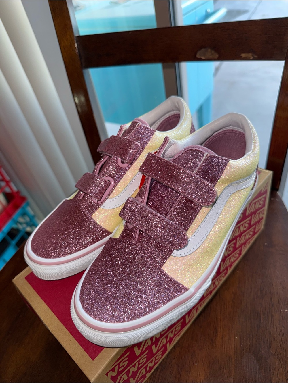 Vans Kids Glitter Hook-and-Loop Sneakers - Pink & Yellow